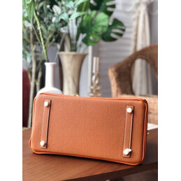 Replica Hermes Orange Burgundy Birkin 30 Crocodile Leather Trim Gold Hardware Bag