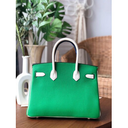 Replica Hermes Green Pink Birkin 30 Crocodile Leather Trim Gold Hardware Bag