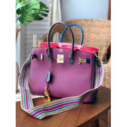 Replica Hermes Burgundy Red Birkin 30 Crocodile Leather Trim Gold Hardware Bag