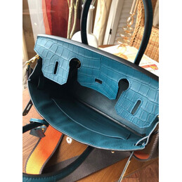 Replica Hermes Blue Birkin 30 Gold Hardware Bag