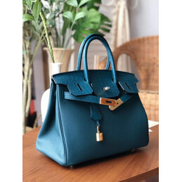 Replica Hermes Blue Birkin 30 Gold Hardware Bag