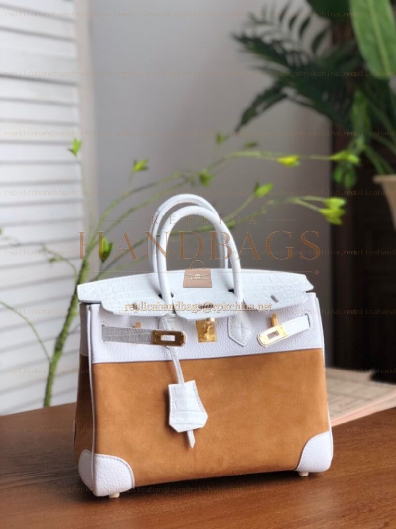 Replica Hermes Tan White Birkin 25 Gold Hardware Bag