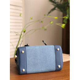 Replica Hermes Light Blue Navy Birkin 25 Crocodile Leather Trim Palladium Hardware Bag