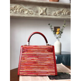 Replica Hermes Red Multicolor Print Kelly 28 Gold Hardware Bag
