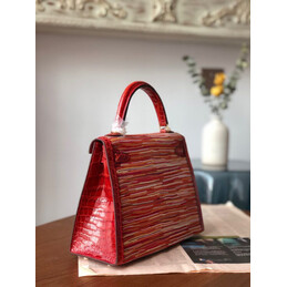 Replica Hermes Red Multicolor Print Kelly 28 Gold Hardware Bag