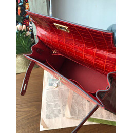 Replica Hermes Red Multicolor Striped Print Kelly 32 Gold Hardware Bag