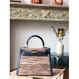 Replica Hermes Beige Multicolor Print Kelly 28 Gold Hardware Bag