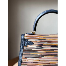Replica Hermes Beige Multicolor Print Kelly 28 Gold Hardware Bag