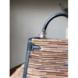 Replica Hermes Turquoise Multicolor Print Kelly 32 Gold Hardware Bag