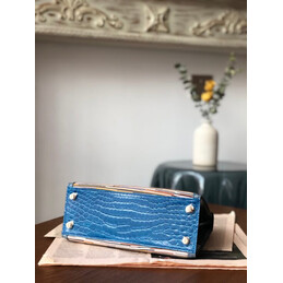 Replica Hermes Turquoise Multicolor Print Kelly 32 Gold Hardware Bag