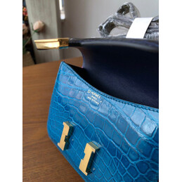 Replica Hermes Navy Blue Turquoise Crocodile Leather Kelly Mini 20 Bow Handle Bag