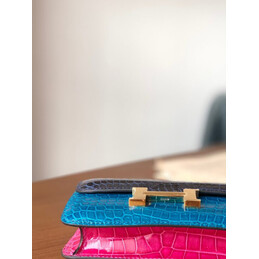 Replica Hermes Navy Blue Turquoise Crocodile Leather Kelly Mini 20 Bow Handle Bag