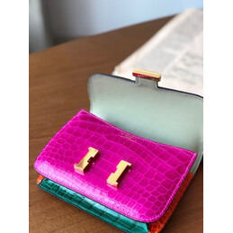 Replica Hermes Beige Fuchsia Crocodile Leather Kelly Mini 20 Bow Handle Bag