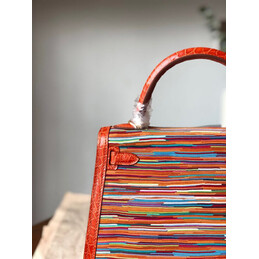 Replica Hermes Red Multicolor Print Kelly 25 Gold Hardware Bag
