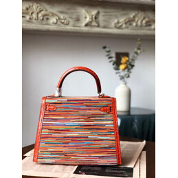 Replica Hermes Red Multicolor Print Kelly 25 Gold Hardware Bag