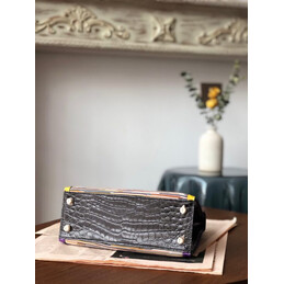 Replica Hermes Beige Purple Yellow Print Kelly 25 Gold Hardware Bag