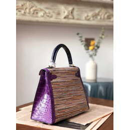 Replica Hermes Beige Purple Yellow Print Kelly 25 Gold Hardware Bag