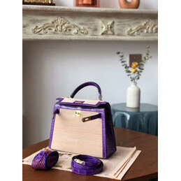 Replica Hermes Beige Purple Print Kelly 25 Gold Hardware Bag