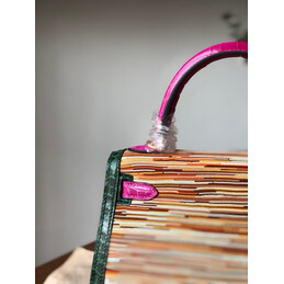 Replica Hermes Beige Green Pink Print Kelly 25 Gold Hardware Bag