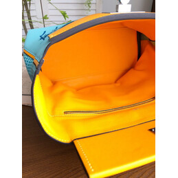 Replica Hermes Blue Orange Print Kelly 2424 29 Palladium Hardware Bag