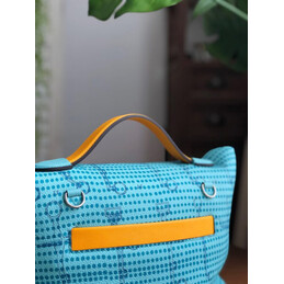Replica Hermes Blue Orange Print Kelly 2424 29 Palladium Hardware Bag