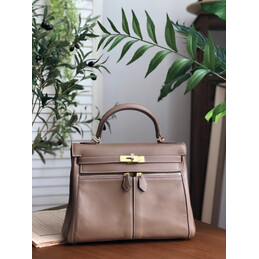 Replica Hermes Brown Kelly 32 Gold Hardware Bag