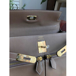 Replica Hermes Brown Kelly 32 Gold Hardware Bag
