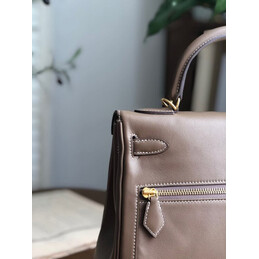 Replica Hermes Brown Kelly 32 Gold Hardware Bag