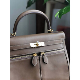 Replica Hermes Brown Kelly 32 Gold Hardware Bag