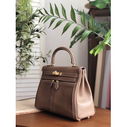Replica Hermes Brown Kelly 32 Gold Hardware Bag