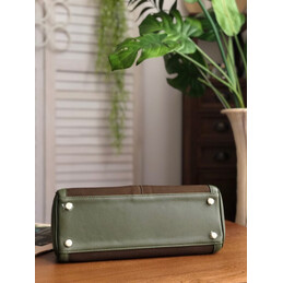 Replica Hermes Brown Green Kelly 32 Palladium Hardware Bag