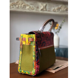 Replica Hermes Green Pink Multicolor Kelly 32 Palladium Hardware Bag