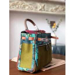 Replica Hermes Green Pink Multicolor Kelly 32 Palladium Hardware Bag