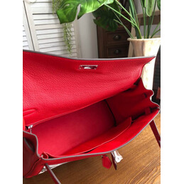 Replica Hermes Red White Print Kelly 35 Palladium Hardware Bag