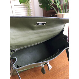 Replica Hermes Olive Green Multicolor Print Kelly 32 Palladium Hardware Bag