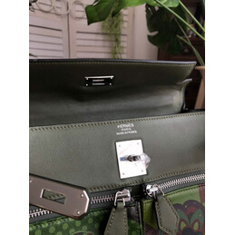 Replica Hermes Olive Green Multicolor Print Kelly 32 Palladium Hardware Bag