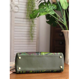 Replica Hermes Olive Green Multicolor Print Kelly 32 Palladium Hardware Bag