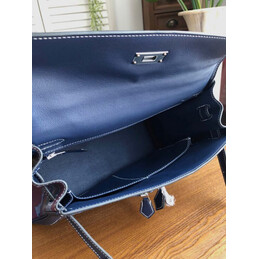 Replica Hermes Navy Blue Multicolor Print Kelly 32 Palladium Hardware Bag - Style 2