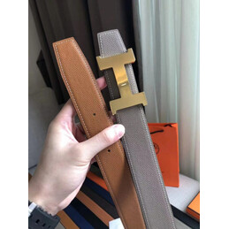 Hermes replica Camel Brown Leather H Buckle Belt