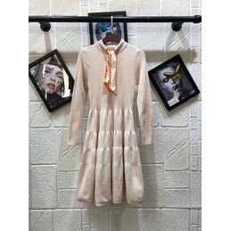 Replica Hermes white long sleeve knit dress
