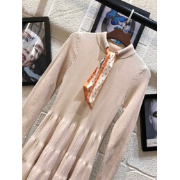 Replica Hermes white long sleeve knit dress