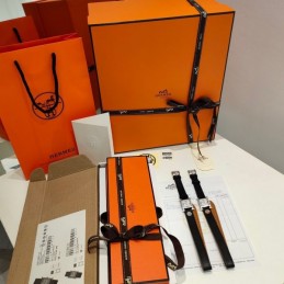 Replica Hermes black double tour leather watch with diamond bezel and stainless steel case