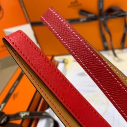 Replica Hermes red leather double tour watch with stainless steel case