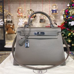 Replica Hermes Taupe Gray Kelly 28 Palladium Hardware Bag