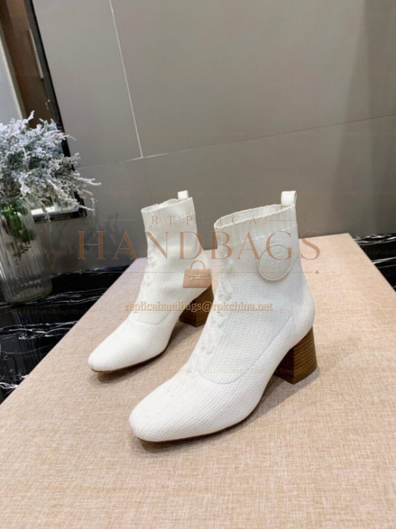 Replica Hermes White Ankle Boot