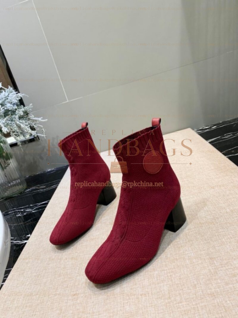 Replica Hermes Burgundy Ankle Boot