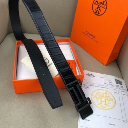 Hermes replica Black Leather Belt with Black H Buckle