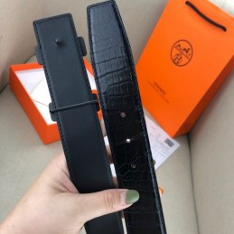 Hermes replica Black Leather Belt with Black H Buckle