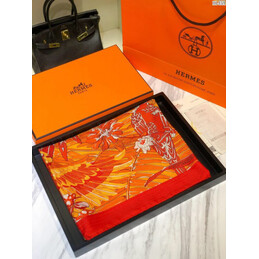 Replica Hermes Orange Floral 90cm Silk Scarf
