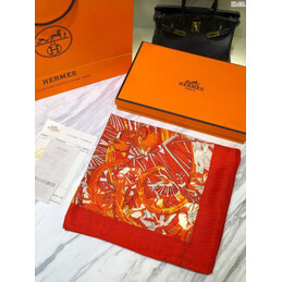 Replica Hermes Orange Floral 90cm Silk Scarf